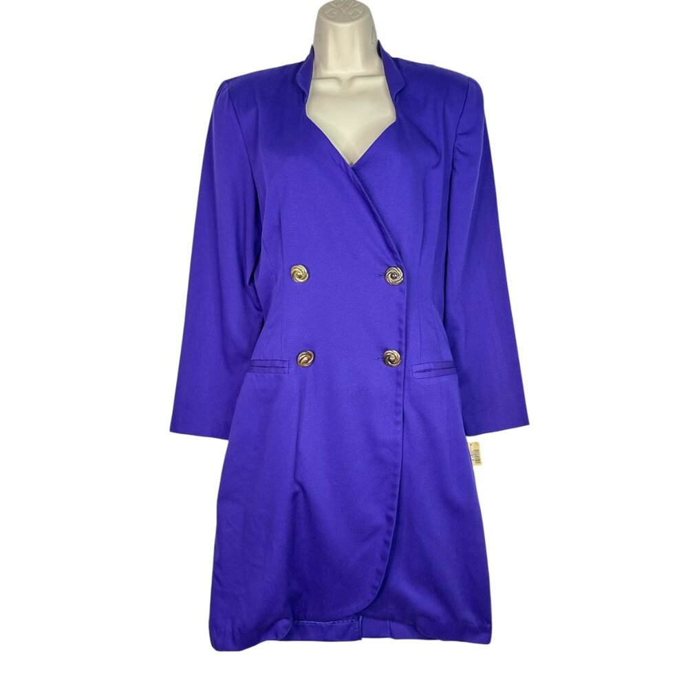 J. Taylor New York Purple Blazer Dress Size 10 NWOT Made in USA Gold Buttons